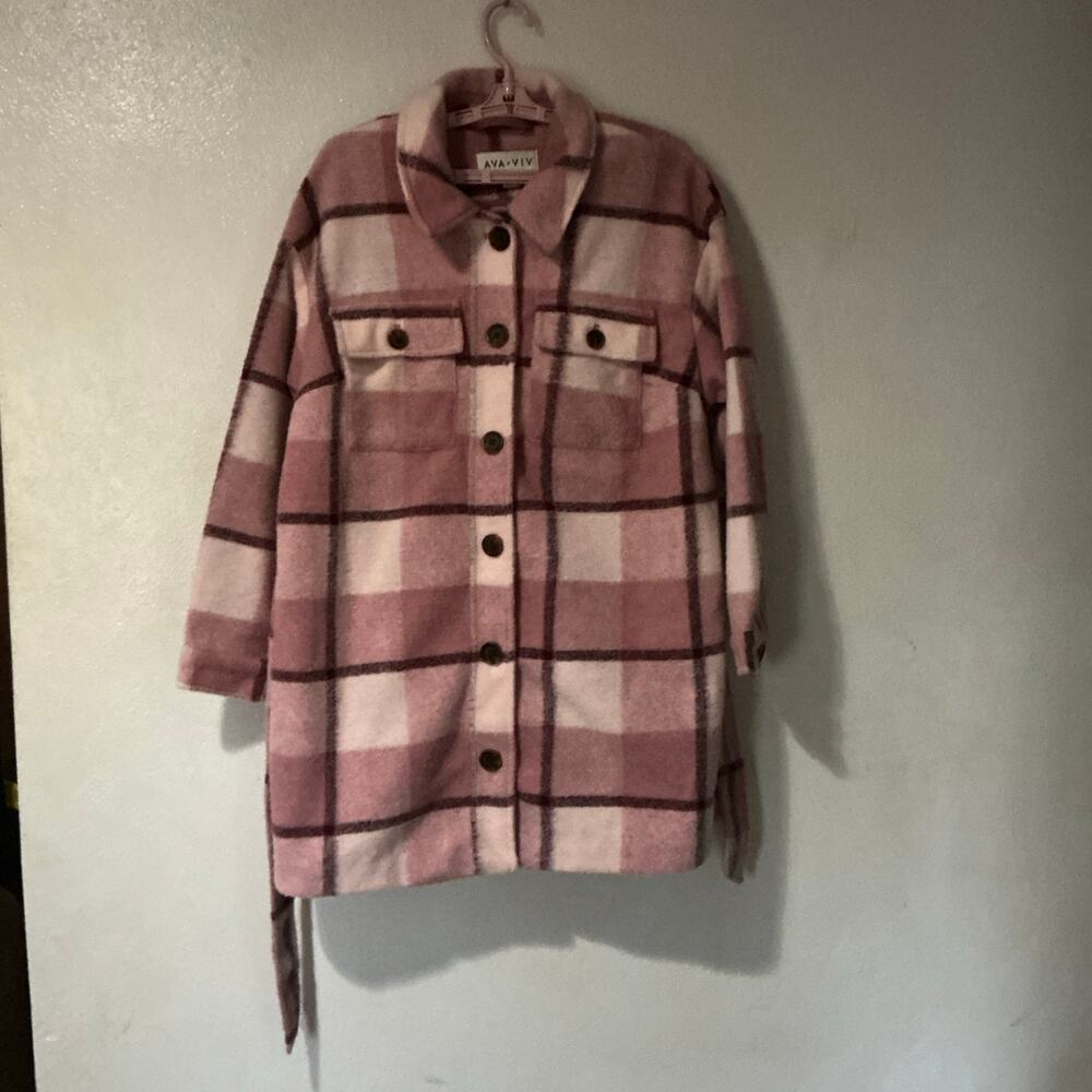 Ava & Viv pink plaid jacket with tie size X
